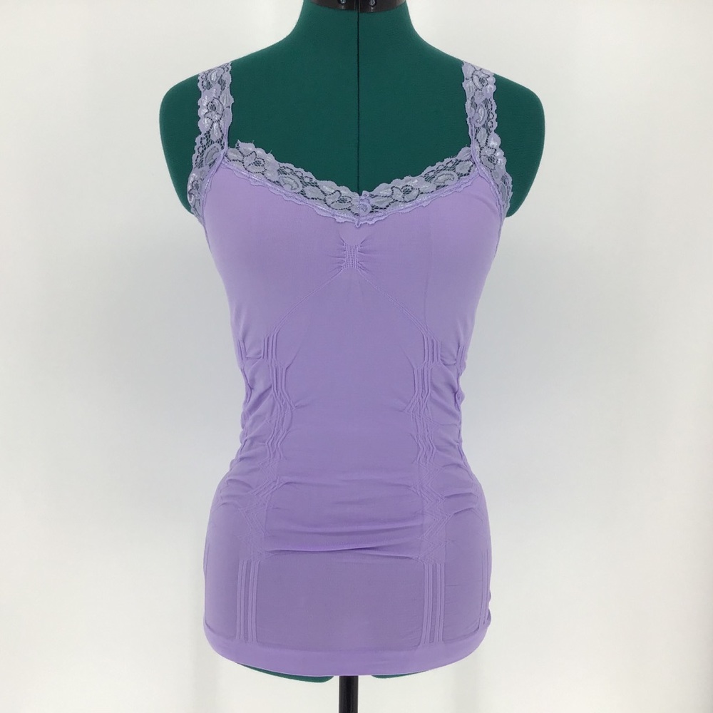 Soho Girls Purple Ruched Camisole with Lace, OS